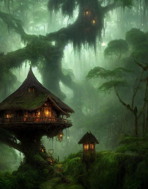 Avatar Tree, Fantasy Treehouse, Witch Hut, Fantasy Village, Jungle Tree, Jungle Forest, Fantasy Tree, Jungle Art, Leagues Under The Sea