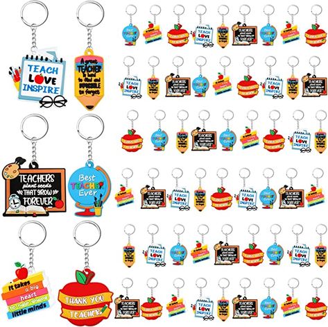 Henoyso 60 Pcs Teacher Keychains Bulk Teacher Gifts Teacher Keychain Set Thank You Gifts for Women Teacher Appreciation Gifts Christmas Appreciation Gifts, Bulk Teacher Gifts, Teacher Keychain, Keychain Gifts, Gifts Set, Love Teacher, Gifts Teacher, Teacher Thank You, Keychain Set