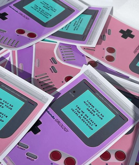 Girlology Shop 🍓🌸🍒🌺💋 on Instagram: “my new thank you cards made by meeee !!!! bringing back da gameboyyyy 🕹🎮 y2k vibezzzz 💗💘💖🍒💓 got loads planned for my packaging, all to be…” Y2k Thank You Card, Poster Stickers, Bring Back, Gaming Products, Thank You Cards, Poster Design, Card Making, Thank You, Bring It On