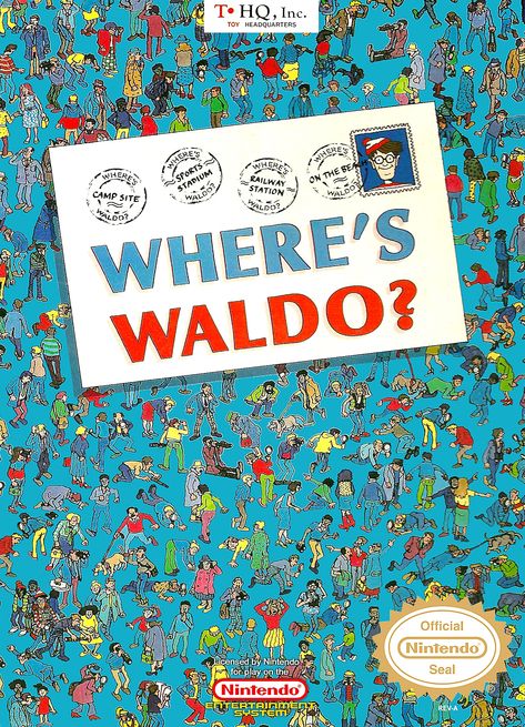 Where's Waldo Cover. Image from http://www.giantbomb.com/wheres-waldo/3030-12689/ Find Waldo, 80s Video Games, Where's Waldo, Dream Cast, Wheres Waldo, Yearbook Themes, 90s Memories, Back In My Day, Nes Games