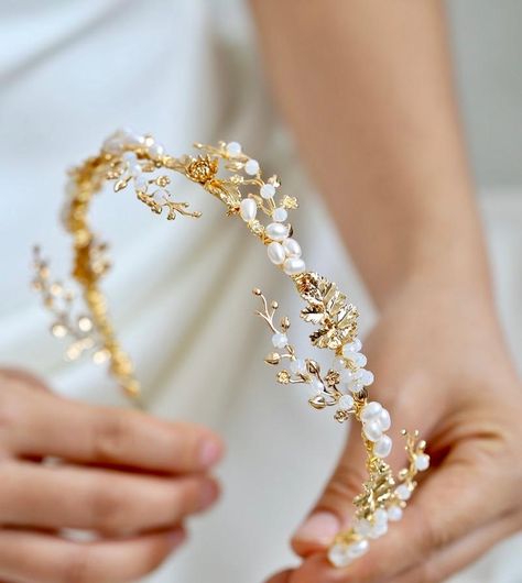 "Reatta" - Swarovski Opal and Freshwater Pearl Bridal Headband