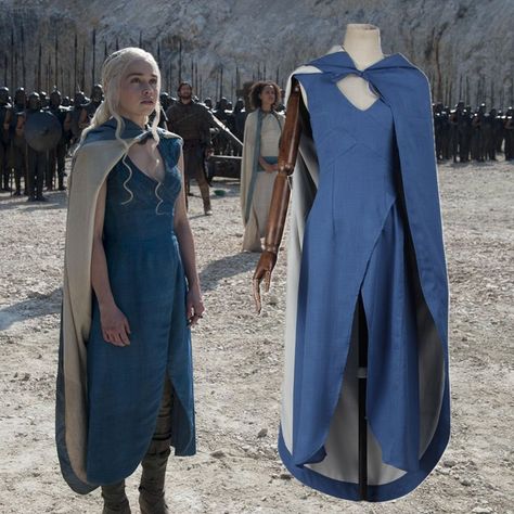 Danaerys Targaryen Costume, Daenerys Blue Dress, Mother Of Dragons Costume, Daenerys Targaryen Blue Dress, Daenerys Targaryen Outfits, Targaryen Costume, Daenerys Costume, Daenerys Targaryen Dress, Daenerys Targaryen Costume