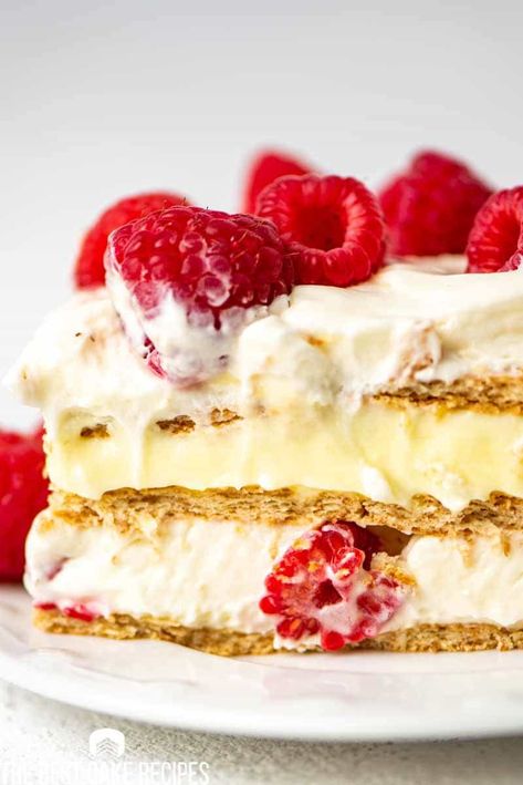 Raspberry Lemon Icebox Cake Recipe - The Best Cake Recipes Lemon Icebox Cake, Refrigerator Cake, The Best Cake Recipes, Fridge Cake, Lemon Layer Cakes, Icebox Cake Recipes, Sugar Free Pudding, Raspberry Recipes, Make Ahead Desserts