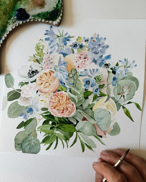 Some custom wedding bouquet paintings from the past few months. It’s so interesting to think about how each one of these paintings represents a whole story I know very little about. ✨❤️ Honored to get to create them! Wedding Bouquet, Custom Wedding, I Know, To Create, The Past, Paintings, Quick Saves