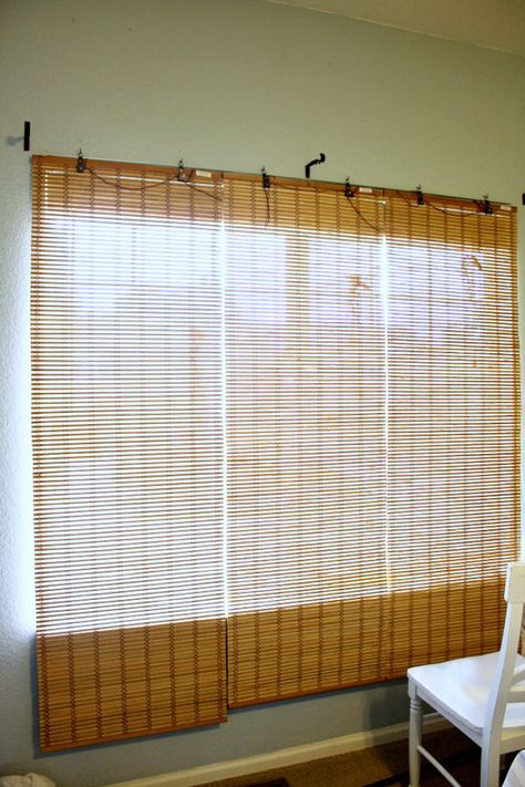 Inexpensive Bamboo Shades | $100 Room Challenge Week 3 » The Tattered Pew Roller Shades Diy, Bamboo Roller Shades, Hiding Ugly, Bamboo Shades, Room Challenge, Challenge Week, Roller Shades, Rock Stars, Curtains Living Room