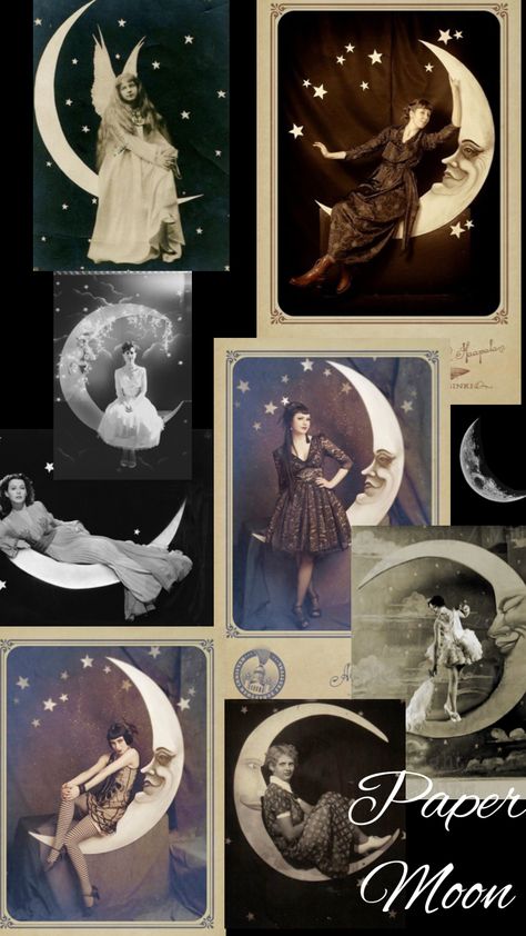 #moon #moonaesthetic #moonlight #papermoon #carnivalmoon #photobooth #photoprops #crescentmoon #celestial Vintage Moon Pictures, 1920s Moon Backdrop, Vintage Moon Photo Booth, Vintage Moon Wedding, Wedding Moon Photobooth, Moon Stage Design, Papermoon Photobooth, Moon Ritual Aesthetic, Moon Photobooth