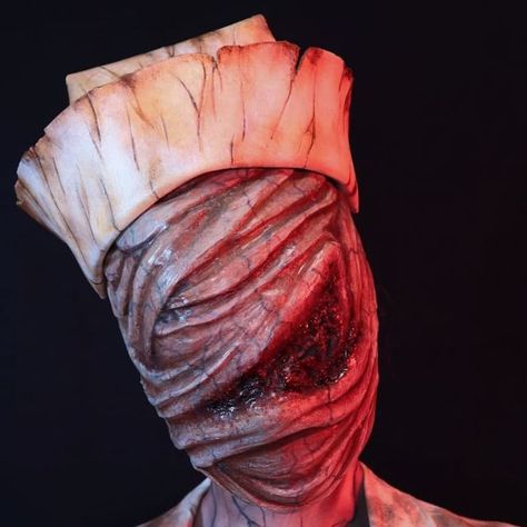 Silent Hill Nurse Makeup, Silent Hill Nurse Art, Silent Hill Nurse Cosplay, Silent Hill Nurse Mask, Nurse From Silent Hill, Silent Hill Cosplay, Silent Hill Nurse Costume, Nurse Silent Hill, Halloween Reference