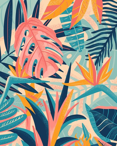 Retro Tropical Aesthetic, Agave Mural, Tropical Blanket, Vibes Illustration, Tropical Leaves Illustration, Mural Illustration, Tropical Aesthetic, Tropical Illustration, Leaves Illustration