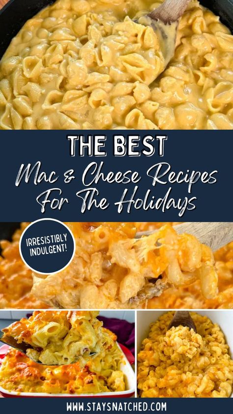 Here are the best mac and cheese recipes for the holidays. These recipes are so creamy, cheesy, and irresistibly indulgent. No holiday table is complete without decandent macaroni and cheese. You’ll find various flavor ideas, simple add-ins, and helpful cooking tips. You are sure to find a new favorite to try. The Best Mac And Cheese, Easy Mac N Cheese Recipe, Mac And Cheese Recipes, Low Calorie Pasta, Cold Pasta Dishes, Turkey Dressing, Seafood Mac And Cheese, Recipes For The Holidays, Best Mac N Cheese Recipe