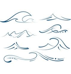 Simple waves set Royalty Free Vector Image - VectorStock Tidal Wave Tattoo, Ocean Wave Tattoo, Wellen Tattoo, Simple Wave Tattoo, Wave Tattoo Design, Wave Drawing, Sea Tattoo, Kunst Tattoos, Water Tattoo