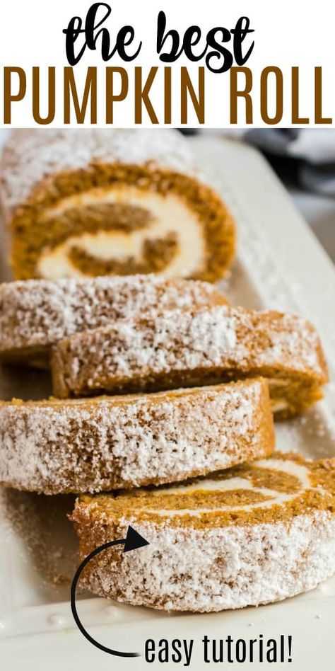 If you're looking for an impressive pumpkin dessert that looks as good as it tastes, Pumpkin Roll is the answer! Made with real pumpkin and swirls of cream cheese frosting, this cake is pure pumpkin perfection. Pumpkin Rolls Recipe Easy, Easy Pumpkin Rolls With Cream Cheese, Cream Cheese Pumpkin Roll, Pumpkin Roll With Cream Cheese Filling Easy, Pumpkin Rolls With Cream Cheese Filling, Pumpkin Roll Recipe Cream Cheese Filling, Cream Cheese Recipes Dessert Easy, Pumpkin Roll With Cream Cheese Filling, Easy Pumpkin Roll