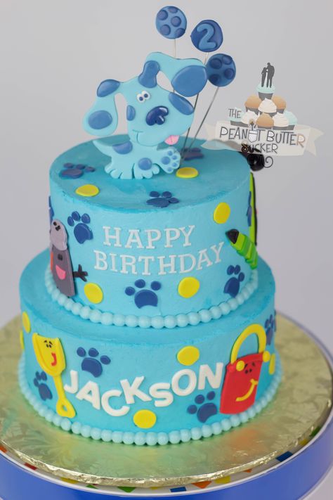 Blue's Clues Cake Blues Clues Birthday Party One Year Old, Blues Clues Birthday Cake Ideas, Blues Clues Birthday Centerpieces, Blues Clues Birthday Party Cake, Blue’s Clues Cake, Blues Clues Cake Ideas, Blue Clues Birthday Cake, Blues Clues Cake 1st Birthdays, Blues Clues Smash Cake