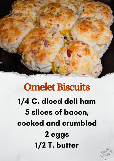 Omlet Biscuits, Omelet Biscuits, Mom Breakfast, Deli Ham, Breakfast Bars, Recipes Breakfast, The Breakfast Club, Breakfast Foods, Omelet