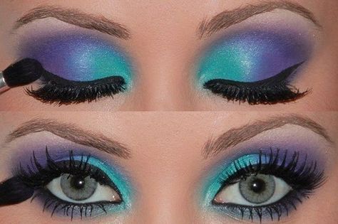 LOVE IT!!!! Ariel Makeup For Kids, Easy Ursula Makeup, Ariel Makeup Look, Mermaid Inspired Makeup, Recital Makeup, Bestie Trip, Carnaval Make-up, Maleficent Makeup, Lila Make-up