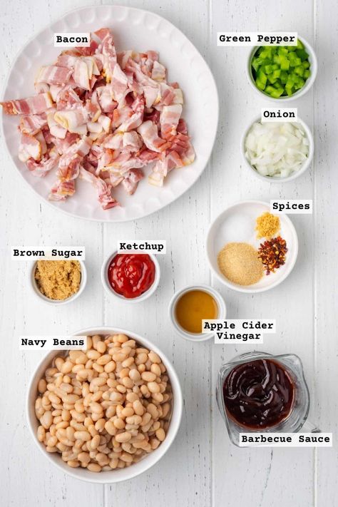 Gluten Free Baked Beans, Sweet Baked Beans, Gluten Free Potluck, Navy Bean Recipes, Healthy Baked Beans, Vegan Bacon Bits, Gluten Free Bbq, Bbq Baked Beans, Baked Beans Recipe