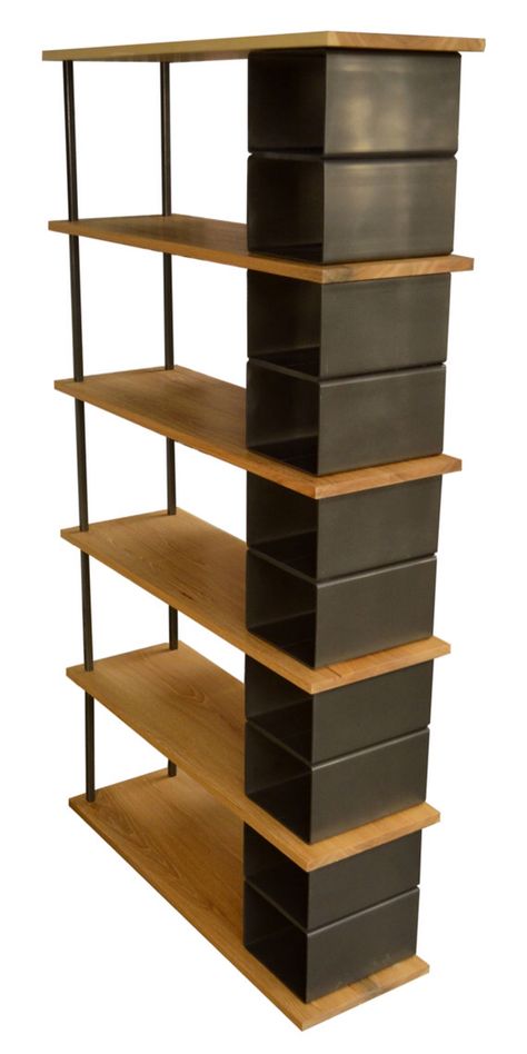 Bookshelf Column Shelves, Industrial Bookshelf, Walnut Shelves, Cinder Blocks, Modern Bookshelf, Bookcase Design, Vintage Industrial Furniture, Modern Shelf, Industrial Interiors