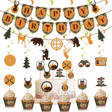 62 Pcs Hunting Theme Party Decorations Hunting Birthday Banner Camo Birthday Party Decorations Camo Cupcake Toppers Hunting Swirls Decorations Deer Decorations for Party #ad #hunting #huntingbirthday #huntingbirthdayparty #huntingbirthdaypartyideas #huntingbirthdaypartysupplies #huntingpartyideas Hunting Party Decorations, Hunting Birthday Party Decorations, Camo Cupcakes, Deer Decorations, Hunting Birthday Party, Camo Birthday Party, Deer Party, Camo Party, Camo Birthday