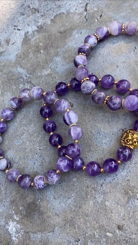 Amethyst Crystal Meaning and Amethyst Gemstone Bracelets | Pinterest Cuff Bracelets Diy, Stretch Beaded Bracelets Diy, Stackable Beaded Bracelets, Stone Bead Jewelry, Bracelets Handmade Diy, Diy Bracelets Easy, Beads Bracelet Design, Crystal Beads Bracelet, Beaded Bracelets Diy