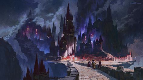 ArtStation - Dark Kingdom Color Key, Aaron Limonick Fantasy Vibes, Dark Kingdom, Background 4k, Color Key, Castle Art, Architecture Concept, Landscape Concept, Scene Art, Fantasy City