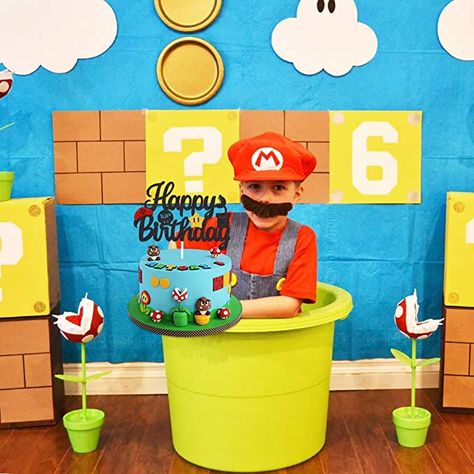 Mario Cake Topper, Decoration Video, Dinosaur Birthday Decorations, Mario Cake, Boys Birthday Party, 5 Birthday, Birthday Cake Decoration, Super Mario Party, Vinyl Quotes