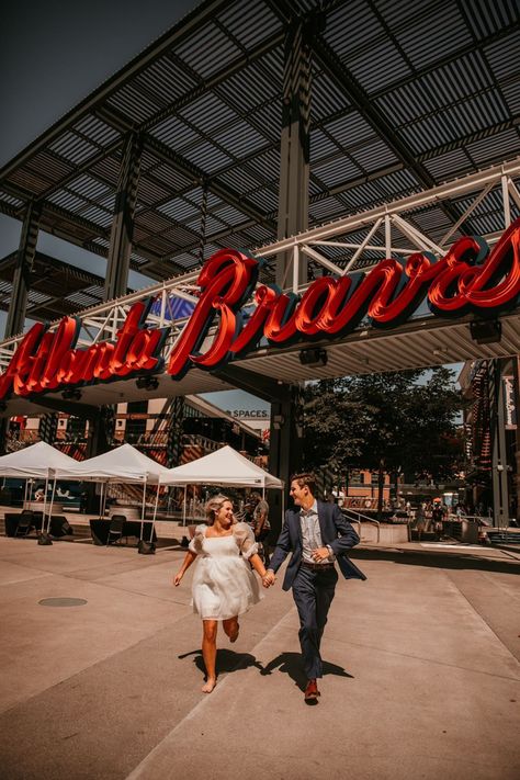 Baseball Stadium Engagement Photos, Stadium Engagement Photos, Engagement Photos Baseball, Sports Engagement Photos, Baseball Engagement Photos, Baseball Engagement, Sports Photoshoot, Braves Game, Hockey Arena