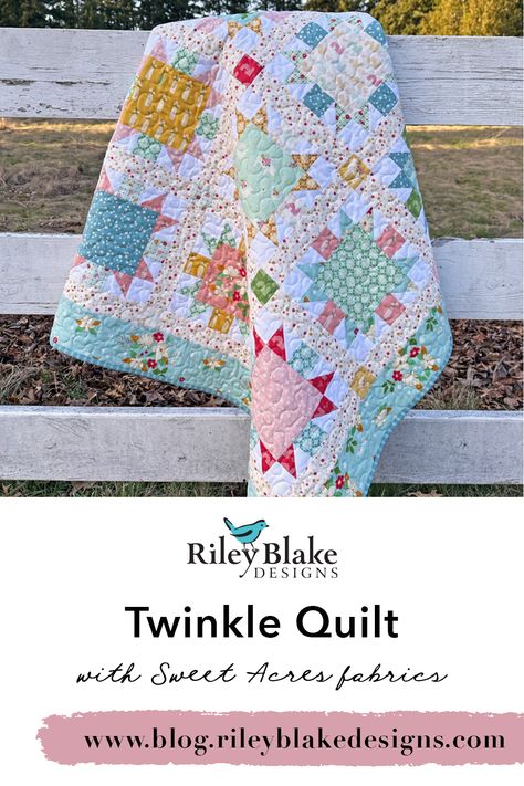 Sweet Acres + Twinkle Quilt Pattern = 😍😍😍 @abitofscrapstuff is sharing her Twinkle Quilt made up in @flamingotoes Sweet Acres collection and we are smitten! You can see more of this beautiful quilt on the blog and shop Sweet Acres now at your favorite local or online quilt shop. Barn Animals, Triangle Ruler, Half Square Triangle, Scrappy Quilt, Half Square Triangles, Cute Cuts, Riley Blake, Riley Blake Designs, Beautiful Quilts