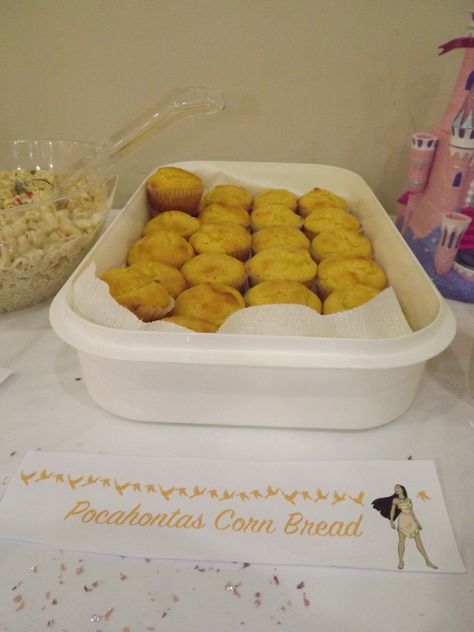 Pocahontas's corn bread Pocahontas Birthday Party, Sofia The First Party, Princess Sofia The First, Disney Princess Birthday Party, Princess Theme Birthday, Princess Theme Party, Disney Princess Birthday, Birthday Stuff, Princess Theme