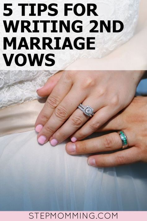 5 tips for writing second marriage wedding vows, including examples for stepmoms in a blended family - because it it's even more special the 2nd time around!  #blendedfamily #stepmom #weddingvows Wedding Vows Blended Family, Second Wedding Vows, Blended Family Wedding Vows, Blended Family Wedding Ideas, Blended Family Wedding Ceremony, Writing Wedding Vows, Blended Family Quotes, Blended Family Wedding, Step Mom Advice