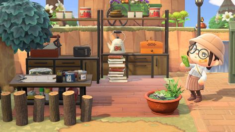 Animal Crossing Diy Area, Diy Area Acnh, Acnh Diy Station, Animal Crossing Diy Station, Acnh Workshop Area, Acnh Workshop, Acnh Diy Station Ideas, Acnh Avatar, Atelier Ideas