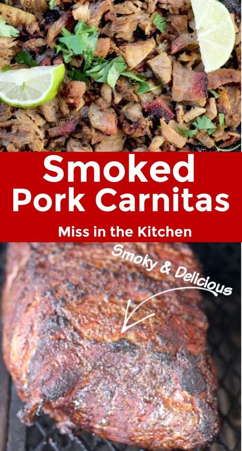 Carnitas On The Smoker, Smoked Pork Tacos Mexican, Smoked Pork Carnitas Recipe, Smoked Carnitas Recipe, Smoked Tacos, Smoked Pork Tacos, Louisiana Meals, Smoked Pork Carnitas, Smoked Carnitas