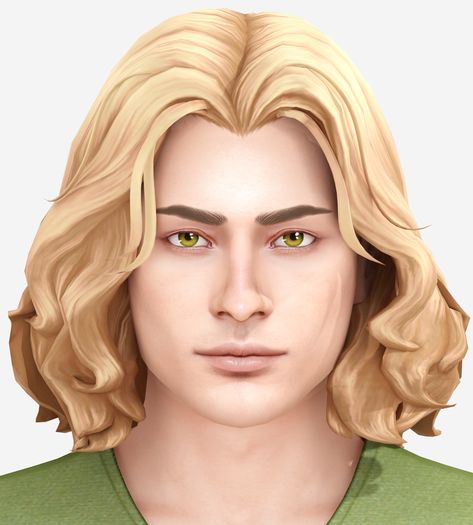 Sims 4 Shoulder Length Hair Maxis Match, Sims 4 Medium Hair Cc, Sims 4 Wavy Hair, Medium Length Hairstyle, Medium Shaggy Hairstyles, Male Sims, Sims Building, Sims Hair, Long Wavy Hair