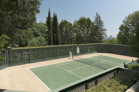 Historic c.1935 Chartwell Estate in L.A. Reduced to $195M, Prev. $350M (PHOTOS) - Pricey Pads Tennis Court Design, Private Tennis Court, Sport Court, Historic Home, Pool House, Tennis Court, Club House, Future House, Old Money