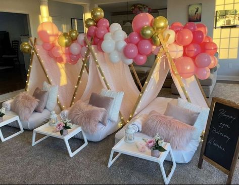 Glamping Happy Birthday Alexandra, Sleepover Party Ideas, Girls Sleepover Party, Glamping Birthday Party, Birthday Party Locations, Sleepover Tents, Glamping Birthday, Slumber Party Birthday, Teepee Party