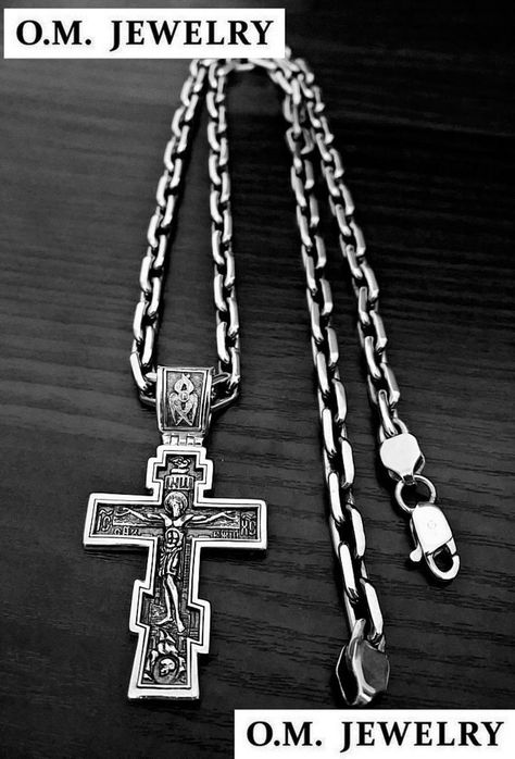 Christian Cross Russian heavy 925 sterling silver Greek | Etsy Orthodox Jesus, Biker Jewelry, Anchor Necklace, Anchor Chain, Heavy Chain, Greek Orthodox, Christian Cross, Men's Necklace, Chains For Men