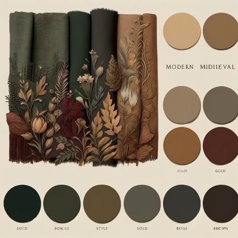 Rustic Color Theme, 1900 Paint Colors, Burlywood Color Aesthetic, Modern Rustic Palette, Earthy Color Palette With Black, Silver Complimentary Colors, Dim Color Palette, Fantasy Aesthetic Color Palette, Medieval Color Scheme