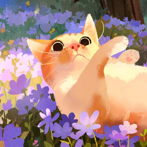 Cat Pfp, Aesthetic Cat, Art Cat, Cat Aesthetic, Cat Cat, White Cat, Cat Art, A Cat, Purple