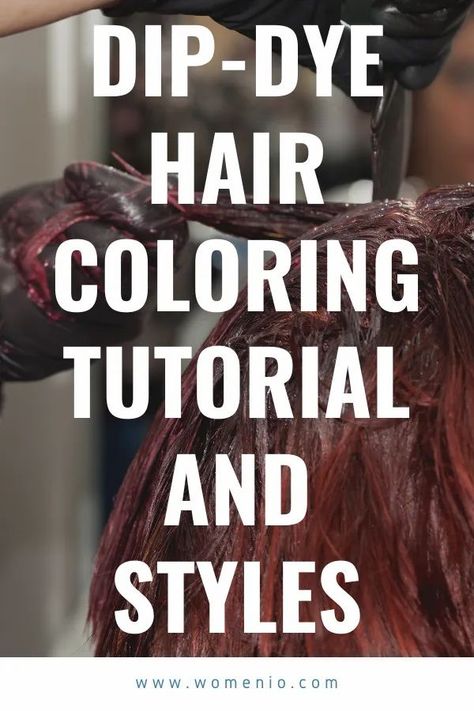 Dip-Dye Hair Coloring Tutorial and Styles How To Dip Dye Hair At Home, How To Dye Hair Two Colors At Home, Dip Dye Hair Brunette, Best Home Hair Dye, Dip Dye Bob, Hair Dip Dye, Blue Dip Dye Hair, Dye Hair At Home, Hair Coloring Tutorial