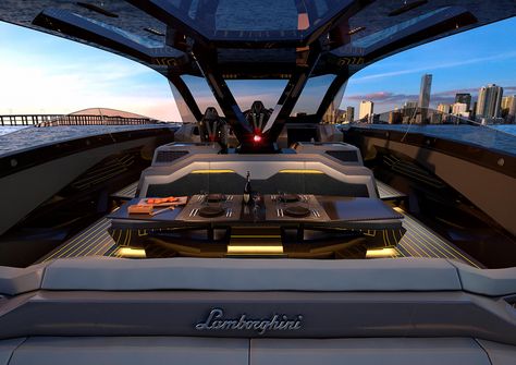 Lamborghini Builds 4,000-HP Luxury Yacht. It has two V12 engines! Lambo Yacht, Lamborghini Yacht, Conor Macgregor, Lamborghini Roadster, Sport Yacht, V12 Engine, Yacht Broker, Super Sport Cars, Lamborghini Cars