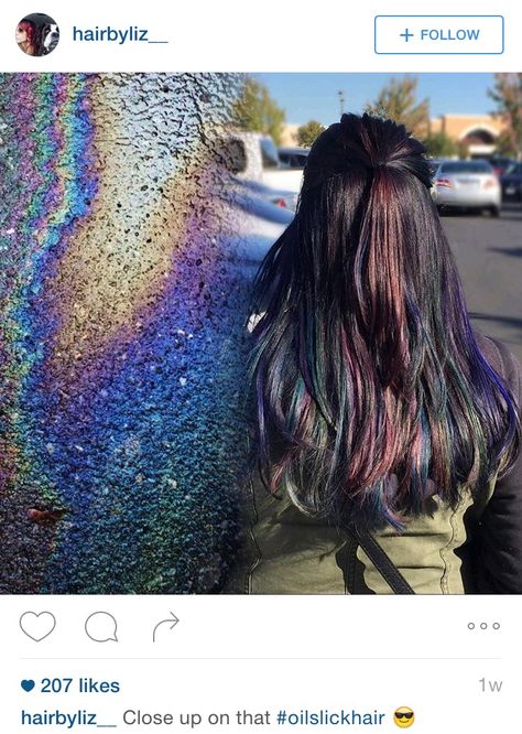 Dark and dramatic oilslick Oil Slick Hair, Hair Dye Tips, Galaxy Hair, Hair Color Techniques, Pretty Hair Color, Hair Color And Cut, Silk Hair, Hair Dye Colors, Mermaid Hair