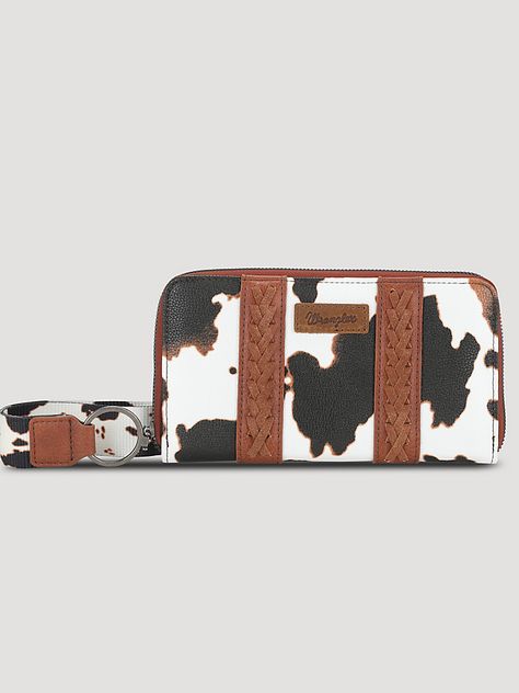 Cow Print Billfold Wallet | Women's ACCESSORIES | Wrangler® Wrangler Women, Wrangler Accessories, Billfold Wallet, The Cow, Cow Print, Western Wear, Credit Cards, Wallets For Women, Zipper Pocket