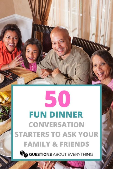 Looking for some great dinner conversation starters? These table talk questions will provide you with all the talking points you need with your family! Dinner Conversation Starters Families, Dinner Party Conversation Starters, Table Conversation Starters, Table Talk Questions, Dinner Party Questions, Small Talk Topics, Funny Icebreaker Questions, Dinner Conversation Starters, Family Conversation Starters