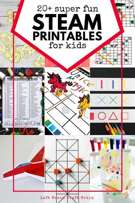 Kick your worksheet game up a notch with these really unique and hands-on STEAM printables. They make science, technology, engineering, art, & math fun. Prek Steam Projects, Steam Posters Free, Steam Art Projects Elementary, Steam Lessons Elementary, Steam Worksheets, Steam Education Activities, Design And Technology Projects, Stem Printables, Steam Activities For Kids