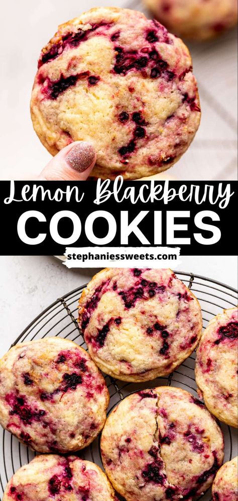 Blackberry Recipes Easy, Chewy Lemon Cookies, Blackberry Dessert Recipes, Blackberry Cookies, Soft Chewy Cookies, Blackberry Dessert, Berry Cookies, Blackberry Recipes, Chewy Cookies