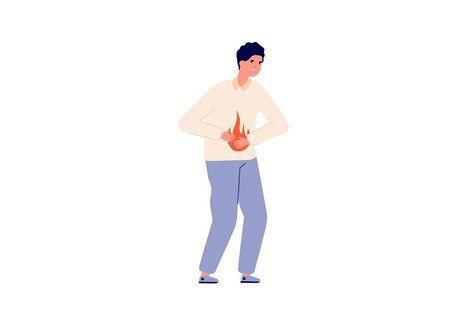 Heartburn. Person stomach problem, gastroesophageal reflux or high acidity. Gastric disease, man bloating abdomen pain vector illustration. Heartburn problem, digestive and stomachache Stomachache, Low Estrogen Symptoms, Low Estrogen, Stomach Problems, Household Planner, Health Planner, Stomach Ache, Stomach Acid, Body Hair Removal