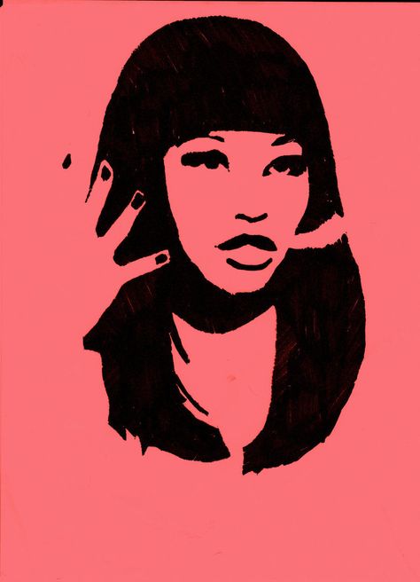 Nicki Minaj Drawing, Nicki Minaj Poster, Stencil Portrait, Hey Mama, Custom Monster High Dolls, Abstract Face Art, Art Terms, Black Art Painting, Silhouette Stencil