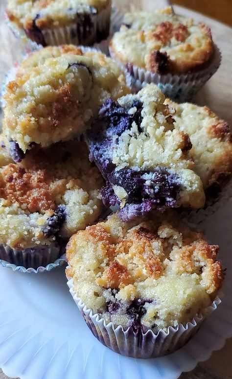 Sunflower Seed Flour Blueberry Streusel Muffins | Keto | Low Carb | Gluten-Free Sunflower Seed Flour, Blueberry Streusel Muffins, Blueberry Streusel, Canned Corned Beef, Cooking Corned Beef, Moist Muffins, Streusel Muffins, Flour Alternatives, Muffin Streusel