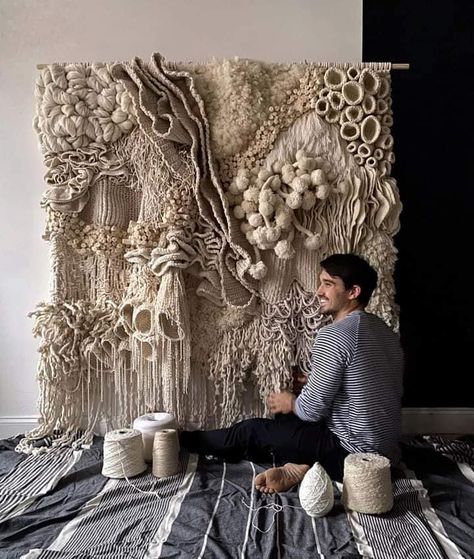 Erik Speer, Macrame Weave, Embroidery Textiles, فن النسيج, Simpul Makrame, Stockholm Apartment, Textile Fiber Art, Design Textile, Arte Inspo