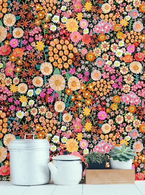 Campion Grande Wallpaper (20m) – Lucy Tiffney Lucy Tiffney, Strong Colors, Vintage Inspired Design, Repeating Patterns, Website Design, Vintage Inspired, House Interior, Living Spaces, How Are You Feeling