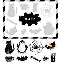 Color Black Activities For Toddlers, Black Color Image, Color Sorting Activities, Activity For Toddlers, Preschool Colors, Kindergarden Activities, Puzzle Games For Kids, Kids Vector, Preschool Art Activities