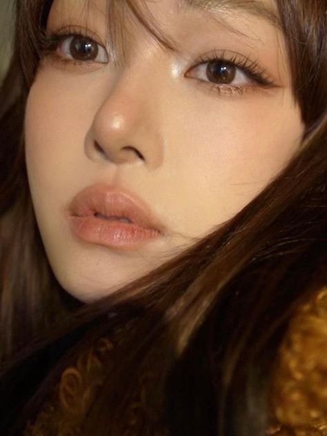 Korean Warmtone Makeup, Muted Matte Makeup, Autumn Makeup Looks Fall Natural, Minimalist Korean Makeup, Glittery Korean Makeup, Pure Makeup Look, Korean Neutral Makeup, Natural Autumn Makeup, Dark Autumn Korean Makeup